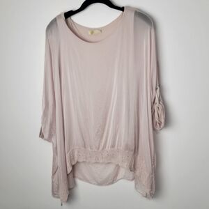 M FOR BOLIDE MADE IN ITALY SILK LAYERED TOP PALE PINK SIZE MEDIUM